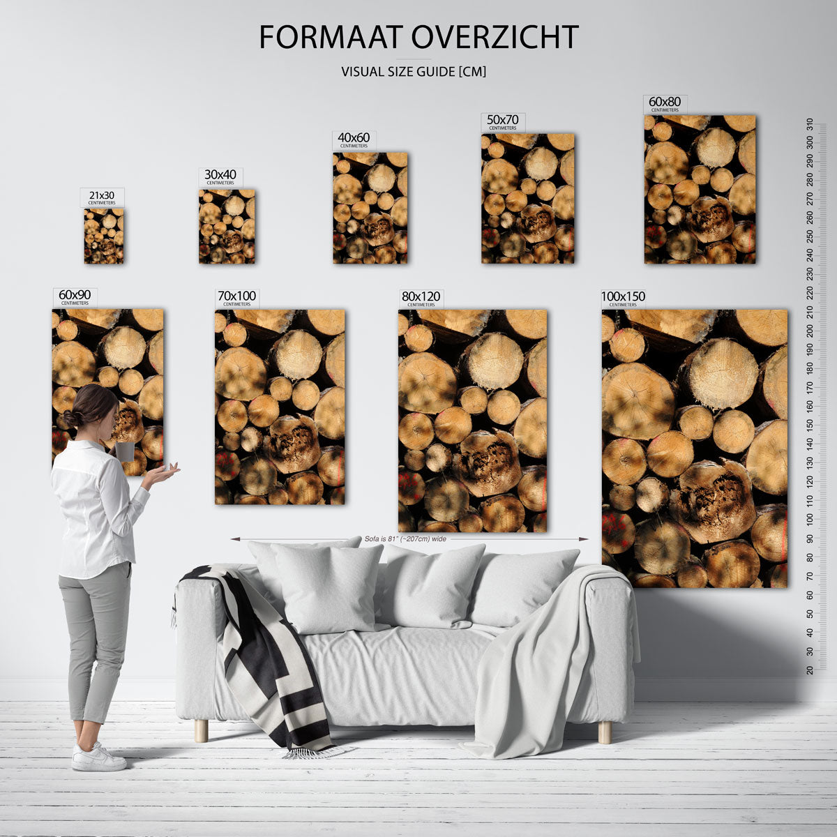 Houtstapel textuur Poster