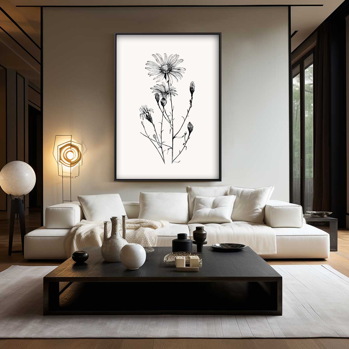 Bloem in Zwart-Wit Kunstwerk-canvas-dibond-plexiglas-wanddecoratie-WallArtistic