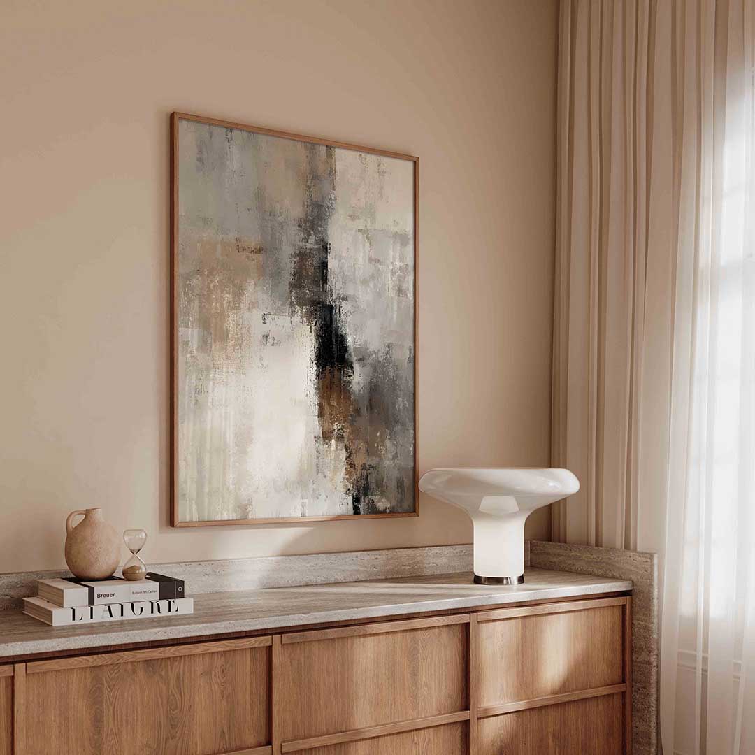 Abstracte beige en grijze Poster