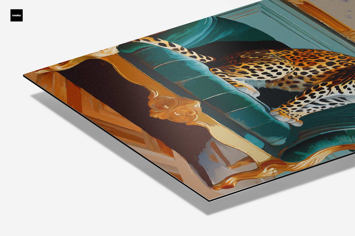 Luxuriöses Kunstwerk: Leopard auf elegantem Sofa