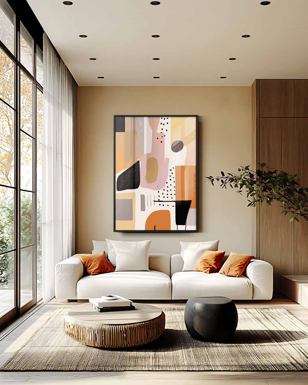 Abstracte Bruine Harmonie Kunstwerk-canvas-dibond-plexiglas-wanddecoratie-WallArtistic
