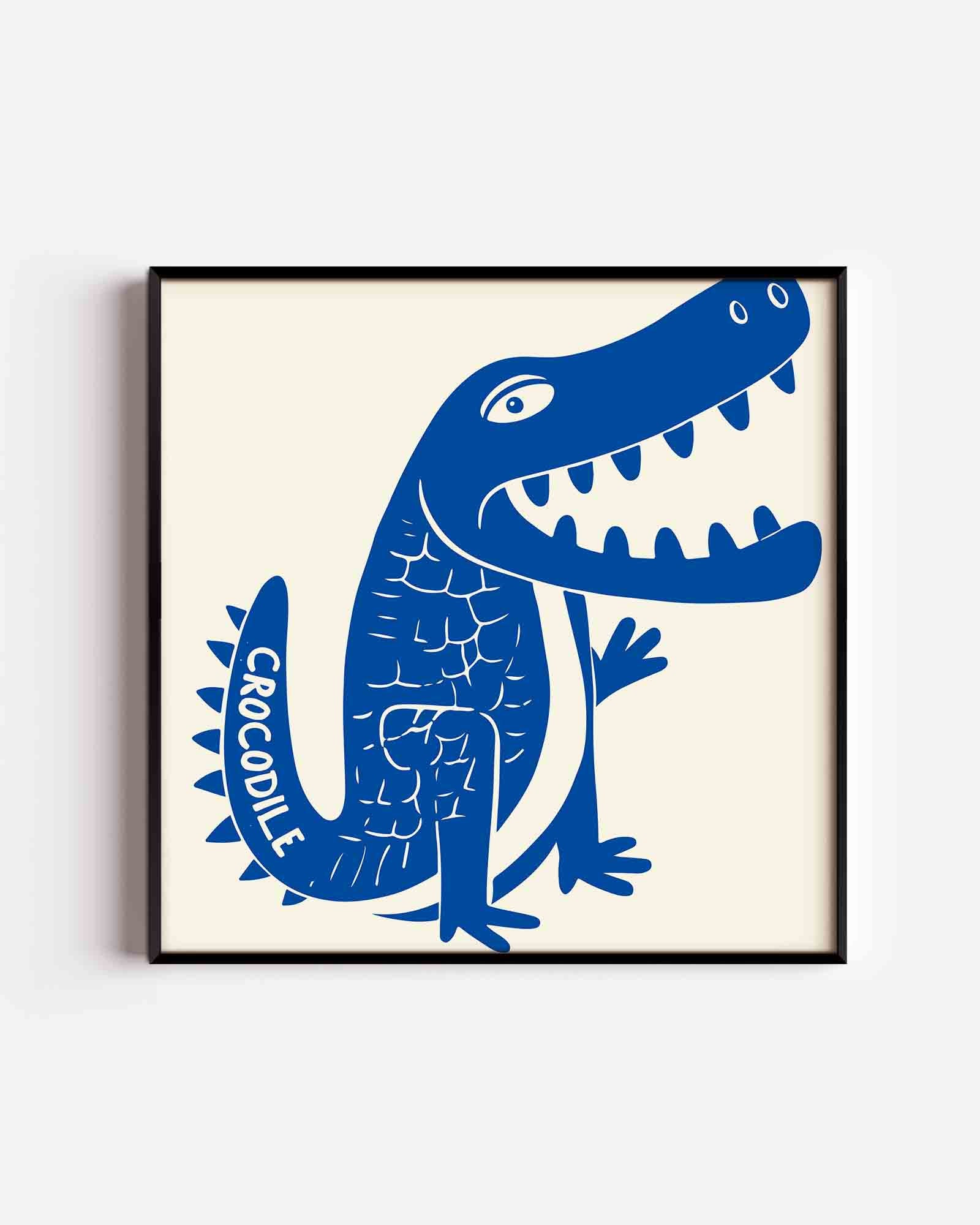 Blauwe krokodil Poster