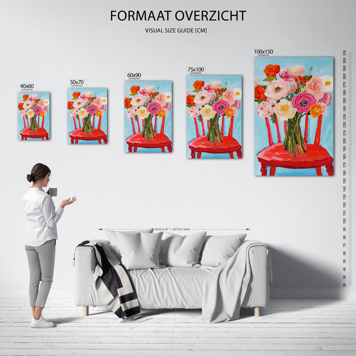 Bloemen op stoel Kunstwerk