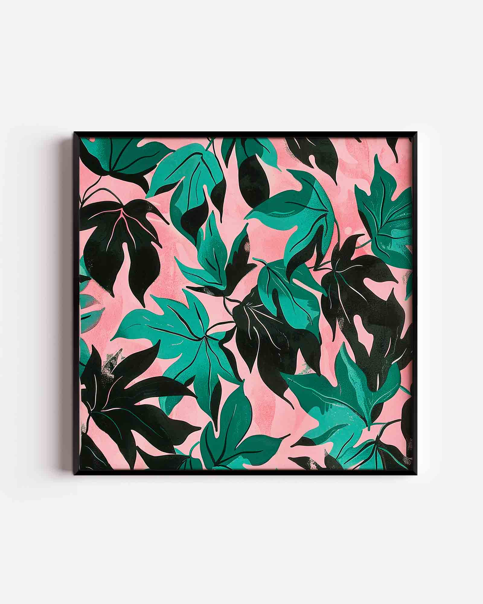 Bladeren op roze Poster