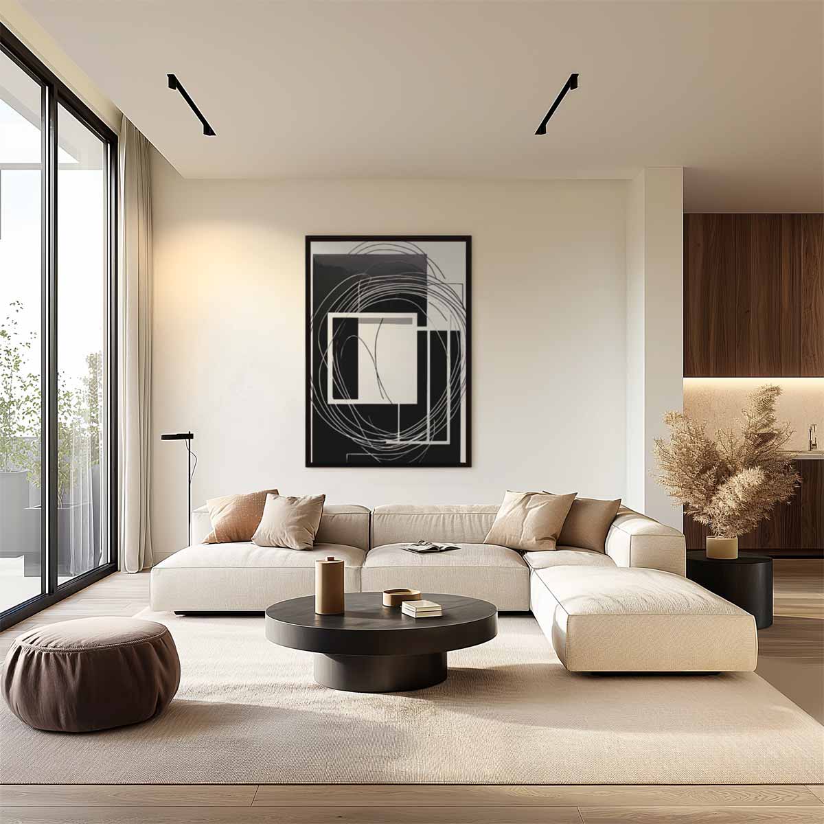 Abstracte Zwart-Wit Harmonie Kunstwerk-canvas-dibond-plexiglas-wanddecoratie-WallArtistic