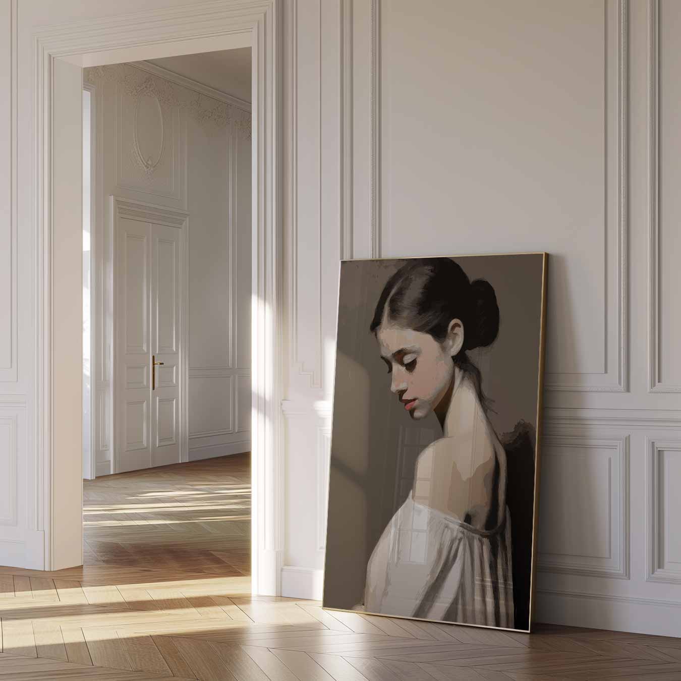 Elegante Dromerige Vrouw Poster-WallArtistic