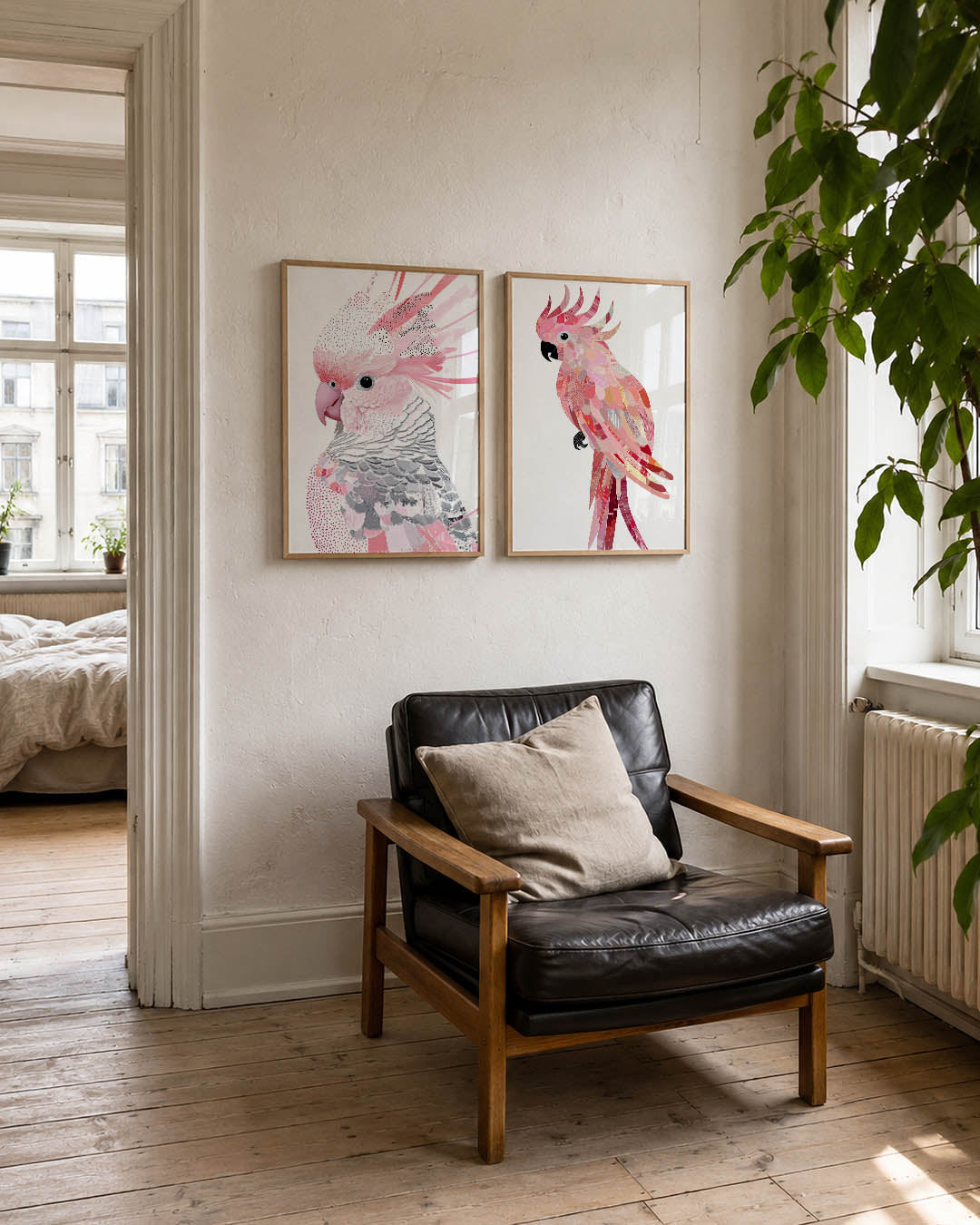 Vogel in roze Posterset
