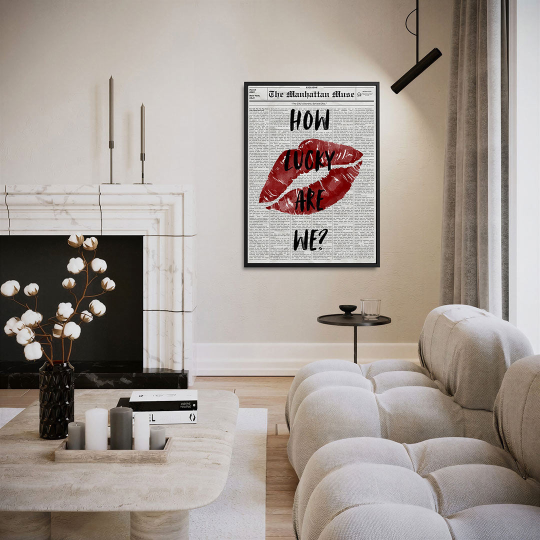 Krant met lippen Kunstwerk