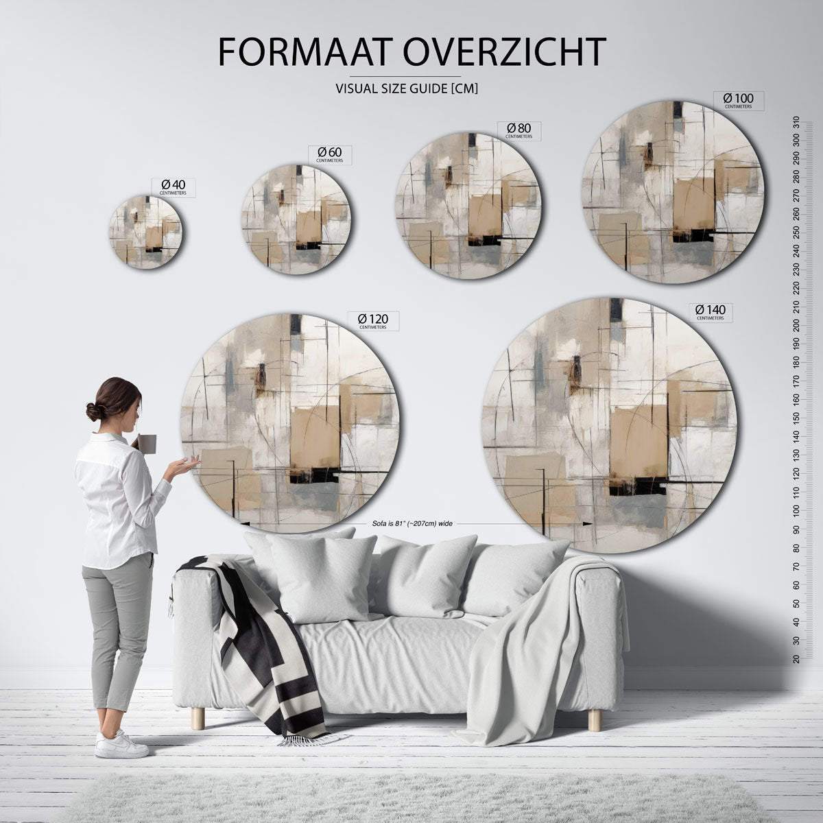 Abstracte lijnen en vlakken Muurcirkel