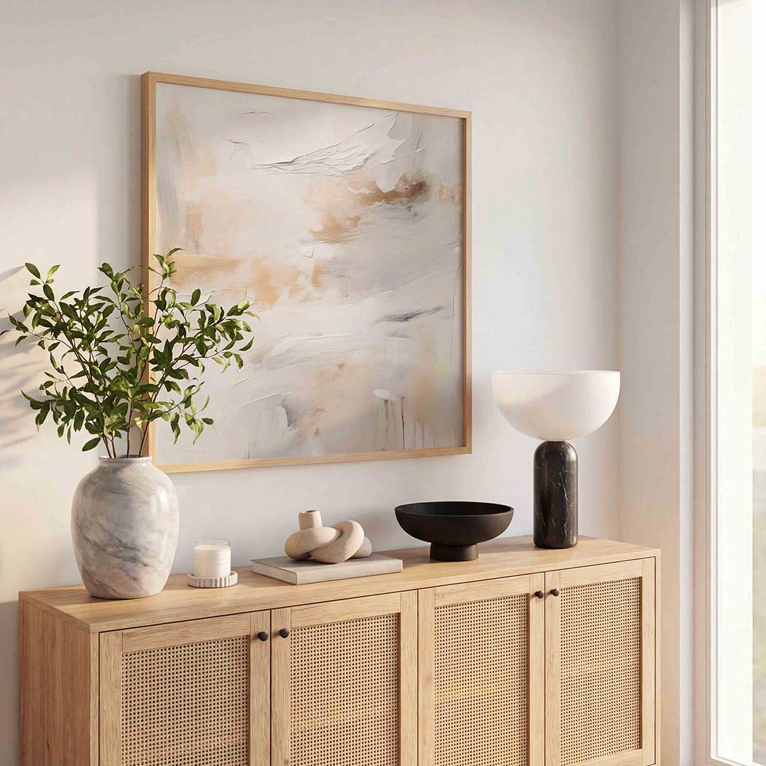 Abstracte beige en witte Poster