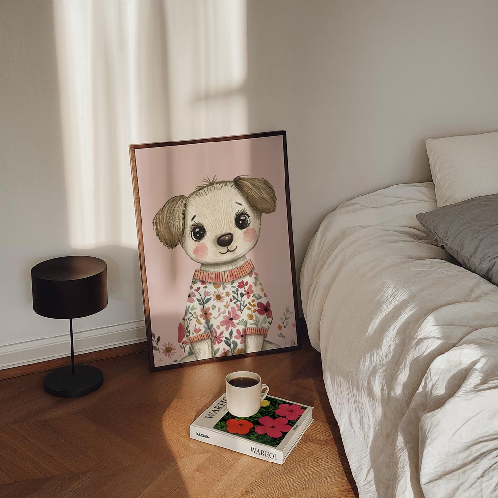 Lieve Puppy Bloemenposter-WallArtistic