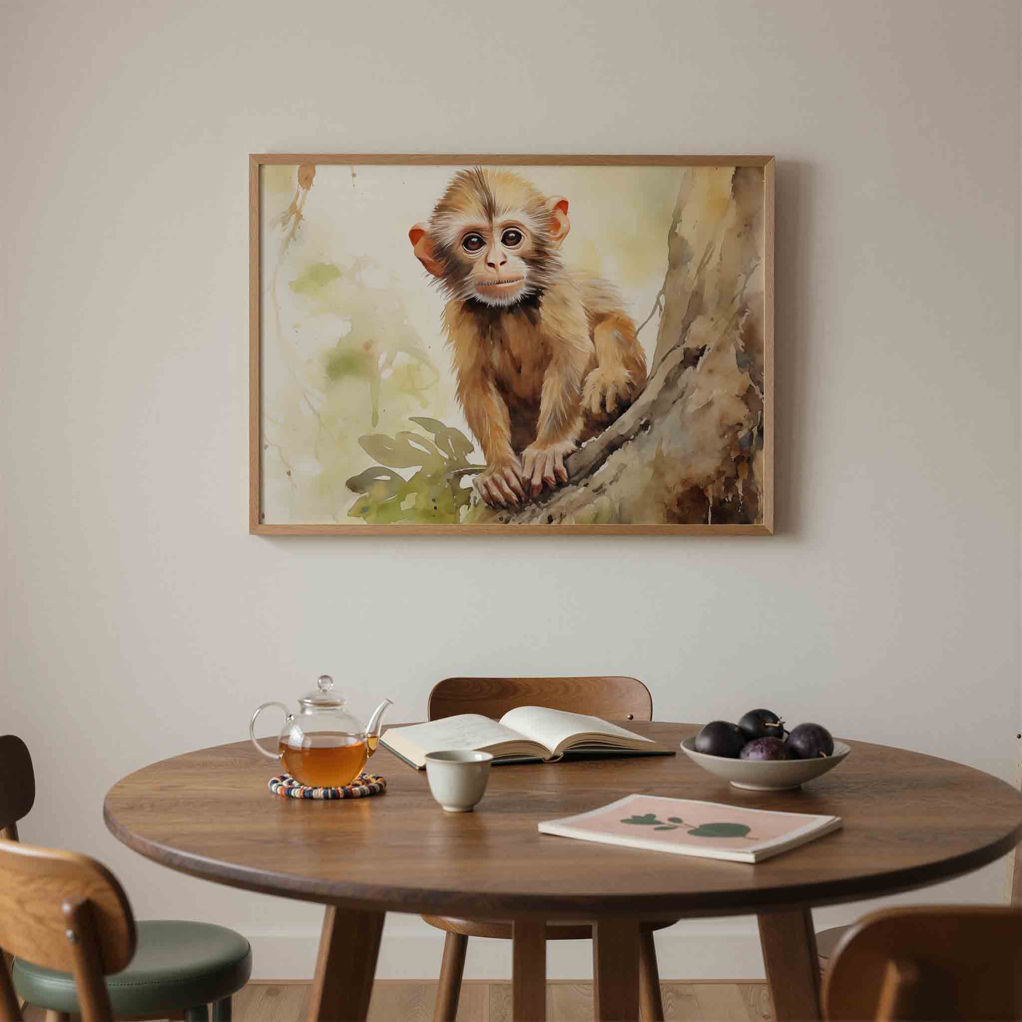 Jonge aap op boom Poster
