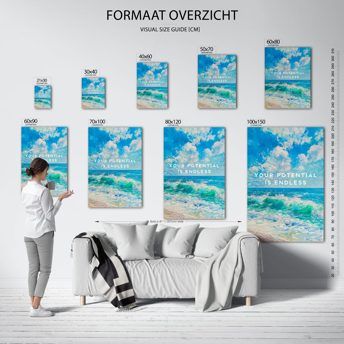 Golvende zee en lucht Poster