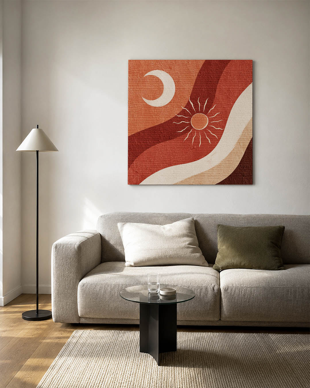 Golvende zon en maan Kunstwerk