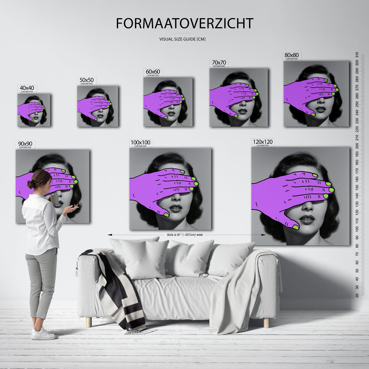 Paarse hand over gezicht Poster