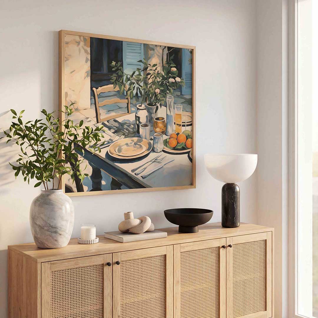 Ontbijttafel met fruit Poster