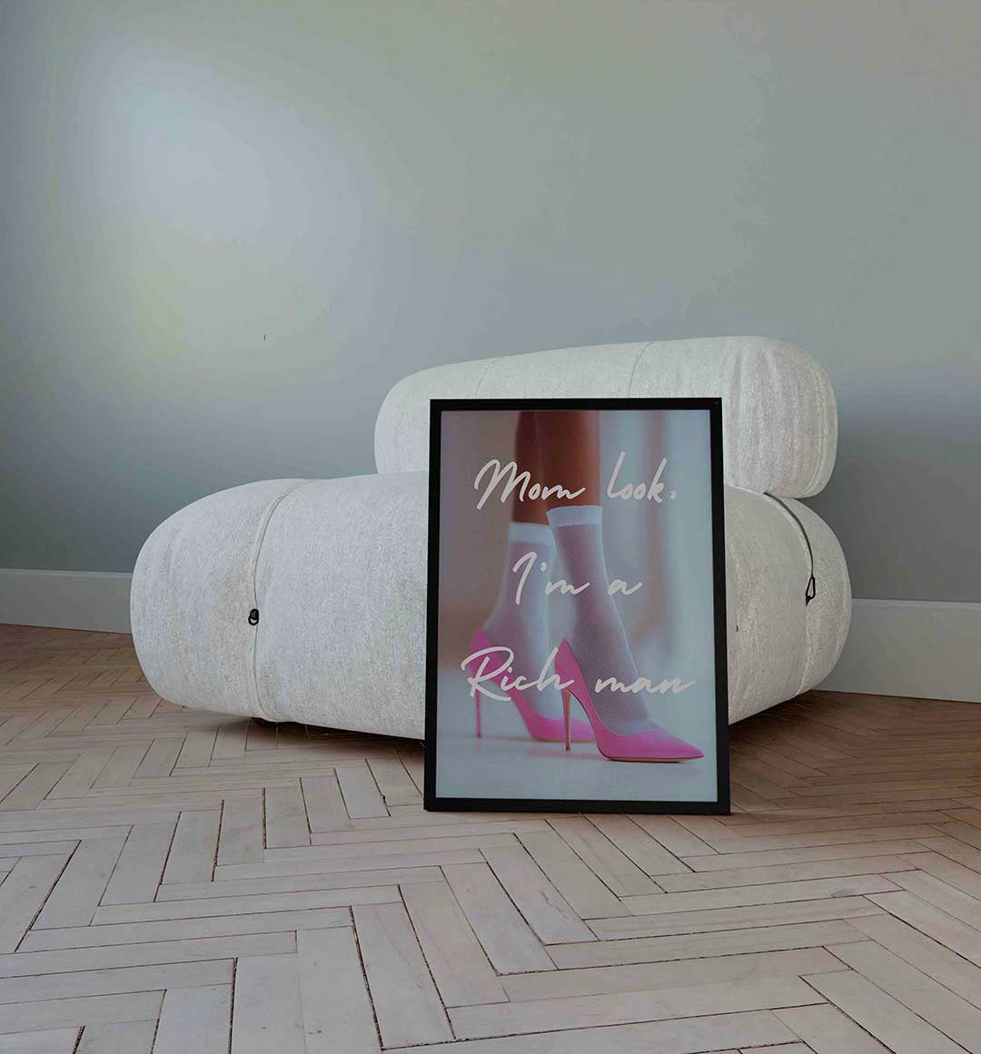 Roze hakken en tekst Poster