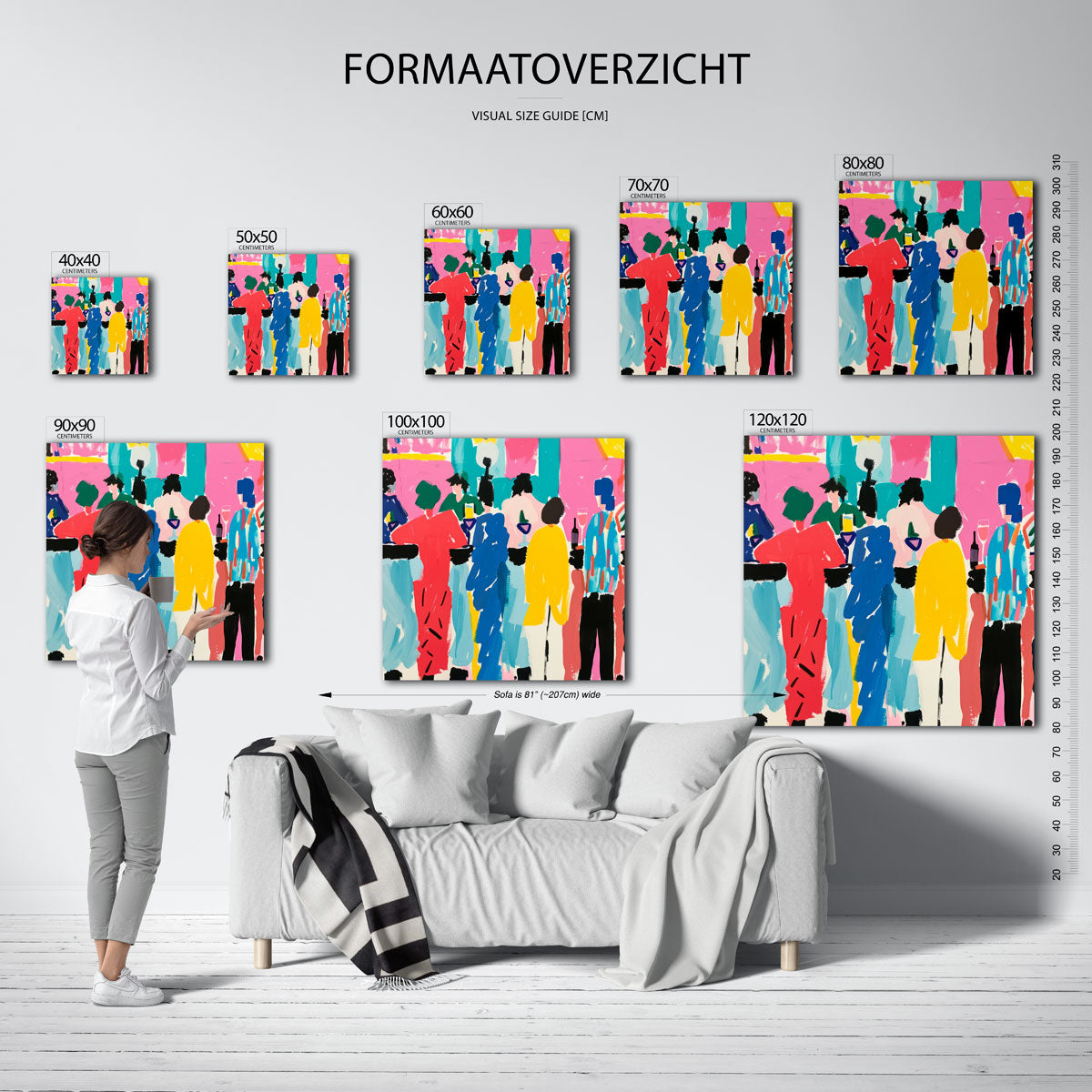 Gekleurde figuren bij bar Poster