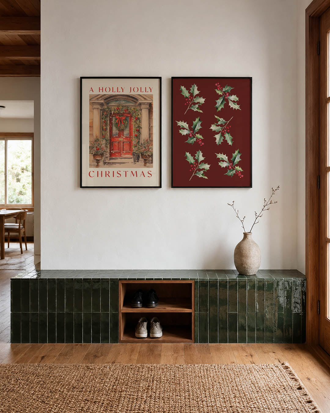 Kerstdeur en krans Posterset