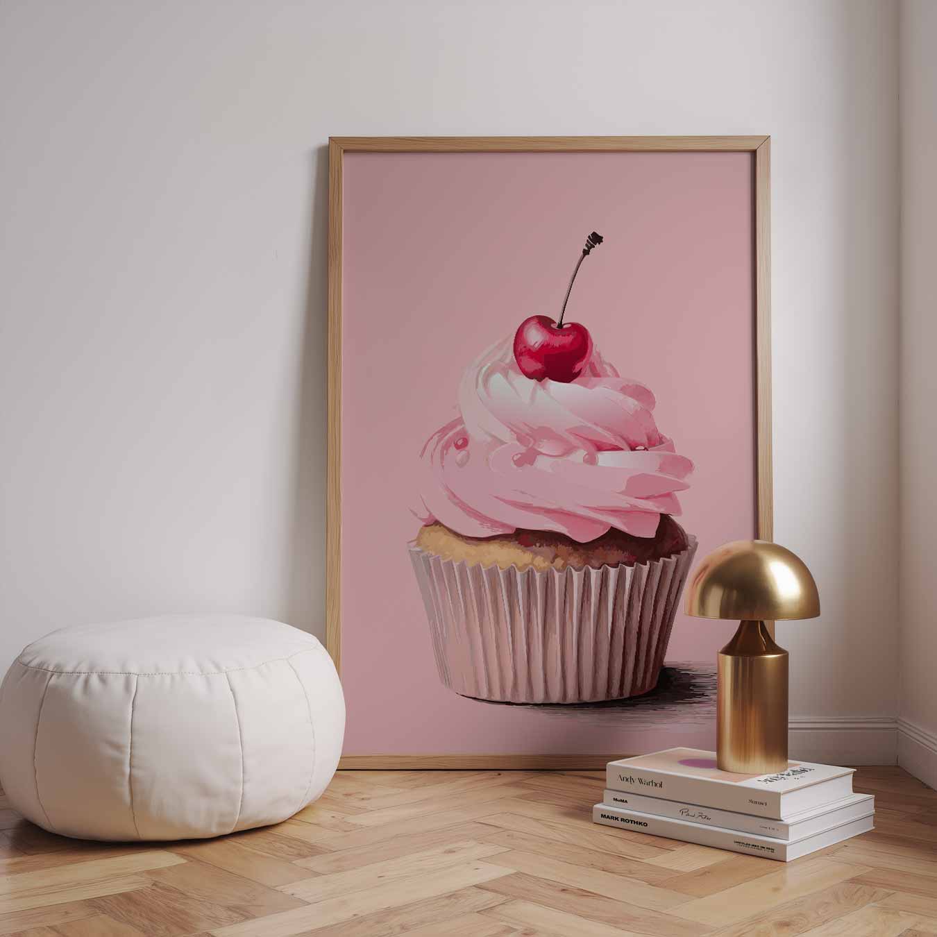 Cupcake met Kersje Poster-WallArtistic