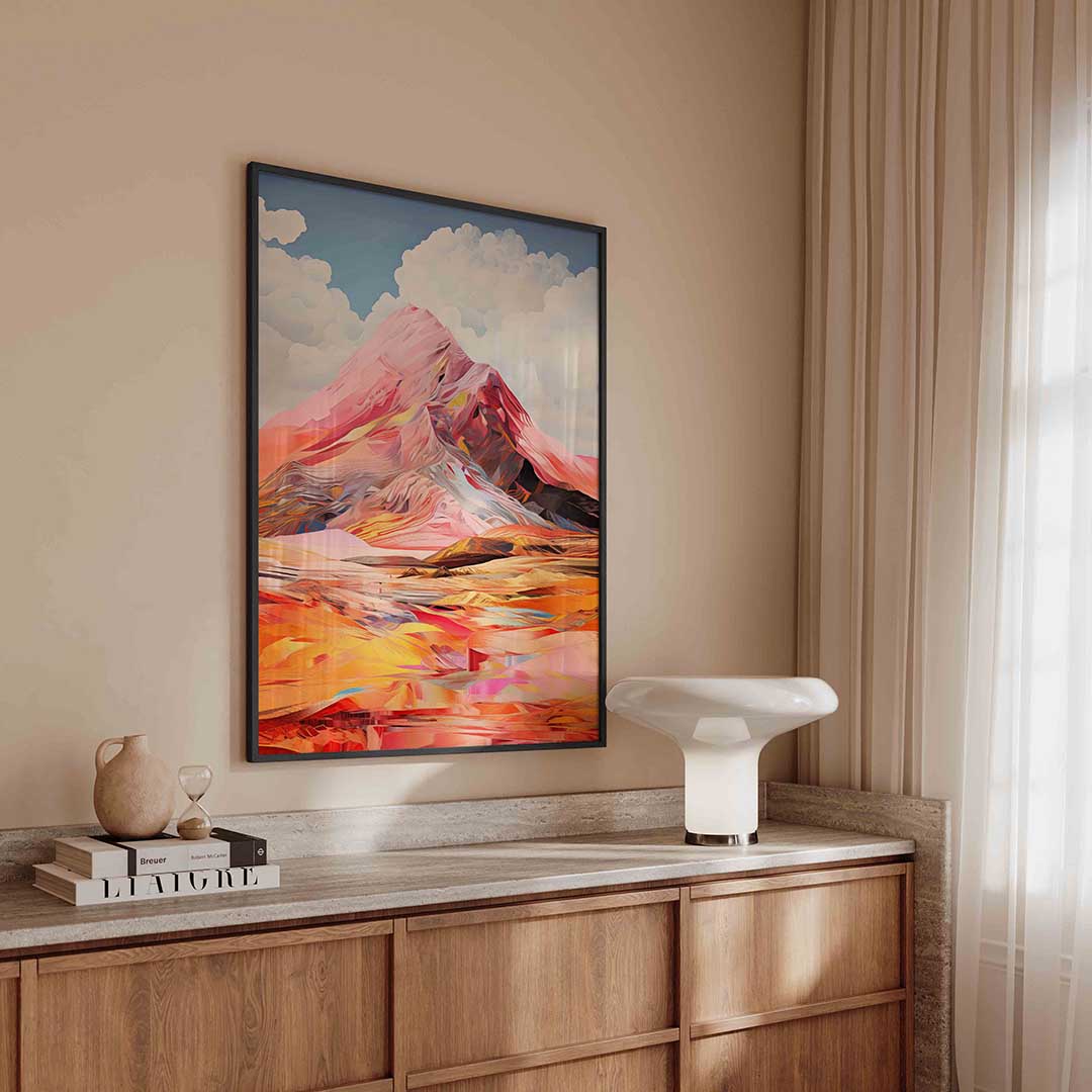 Berglandschap met wolken Poster