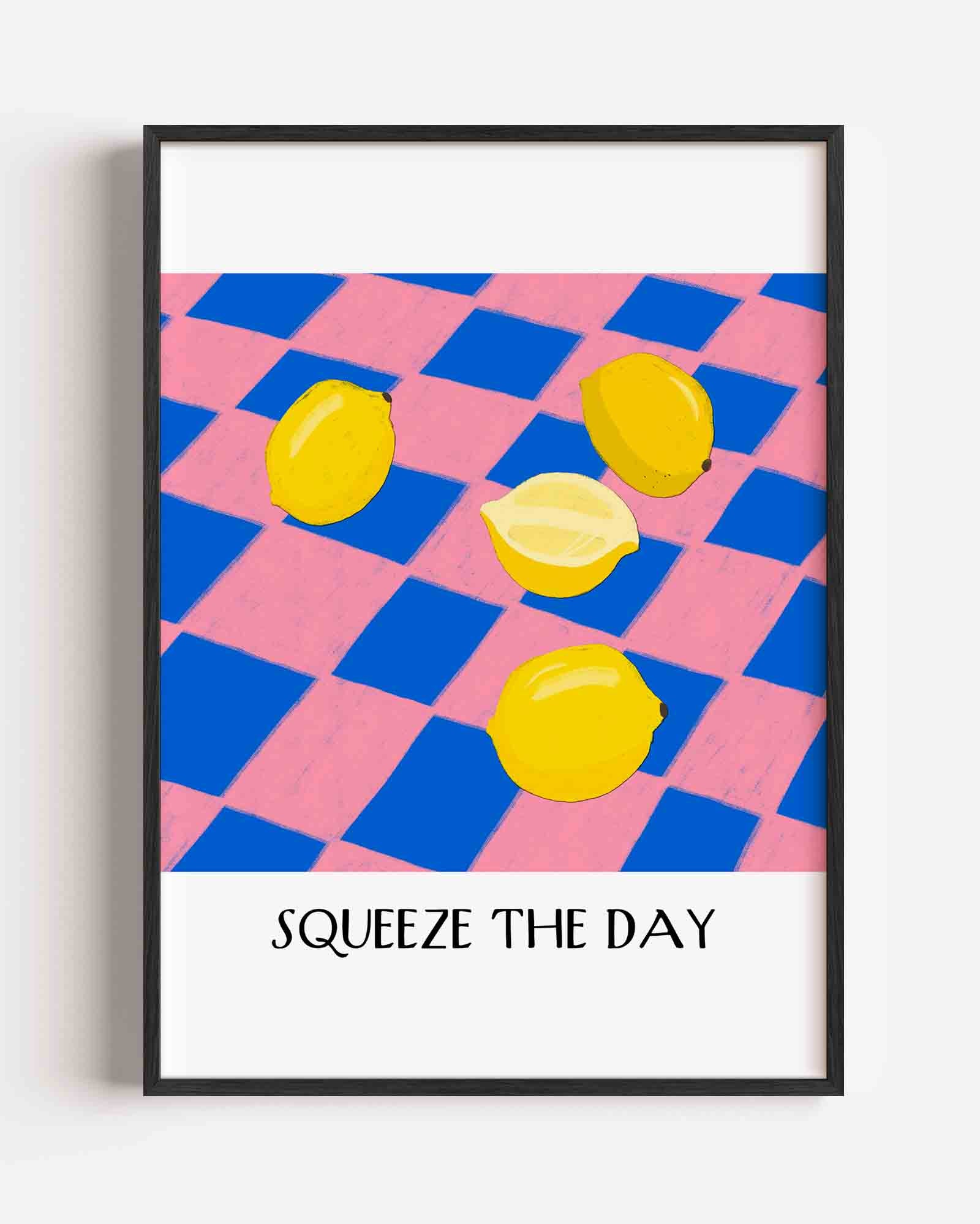 Citroenen op geruit patroon Poster