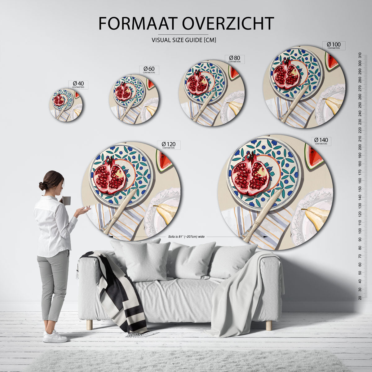 Fruit en servies Muurcirkel