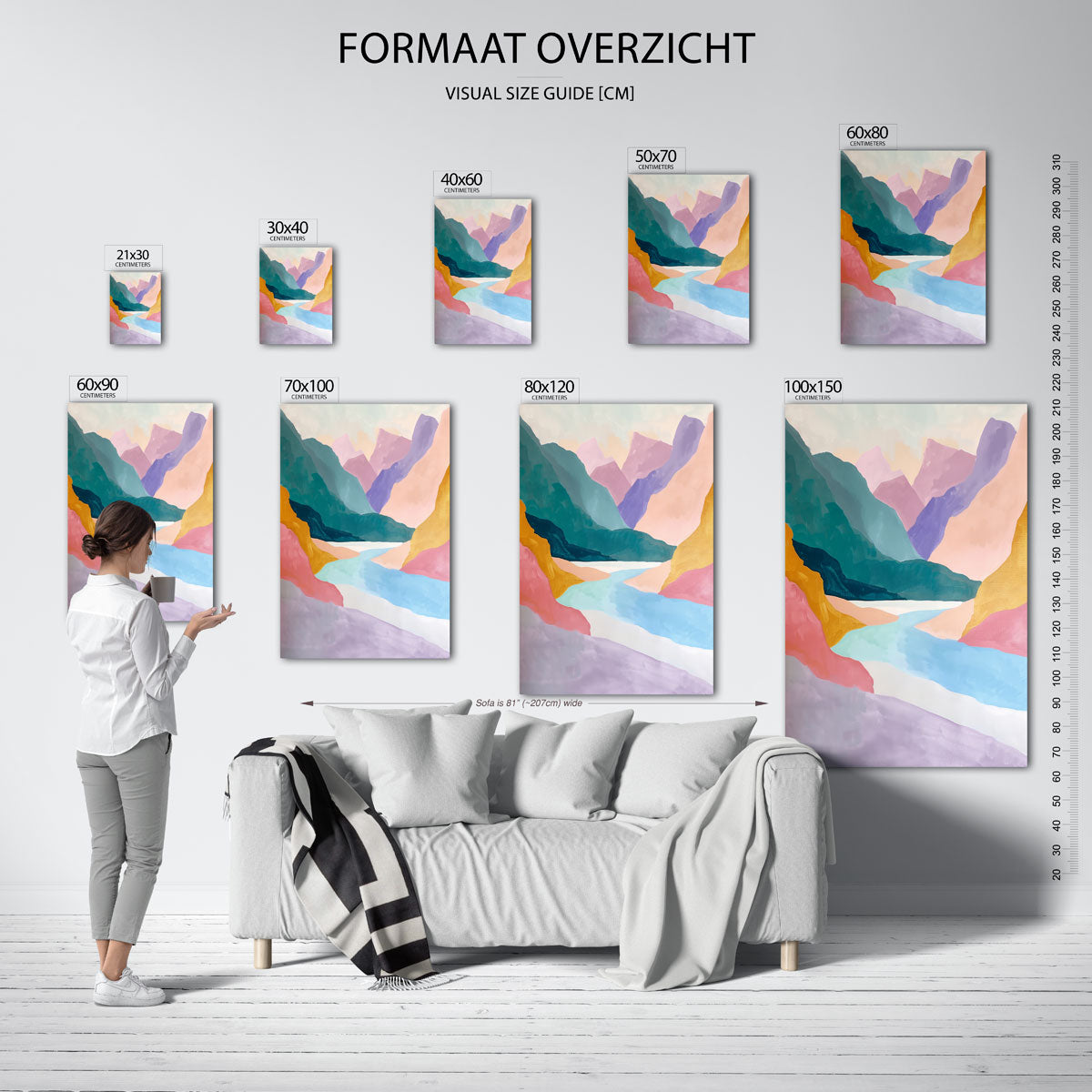 Berglandschap in pastel Poster