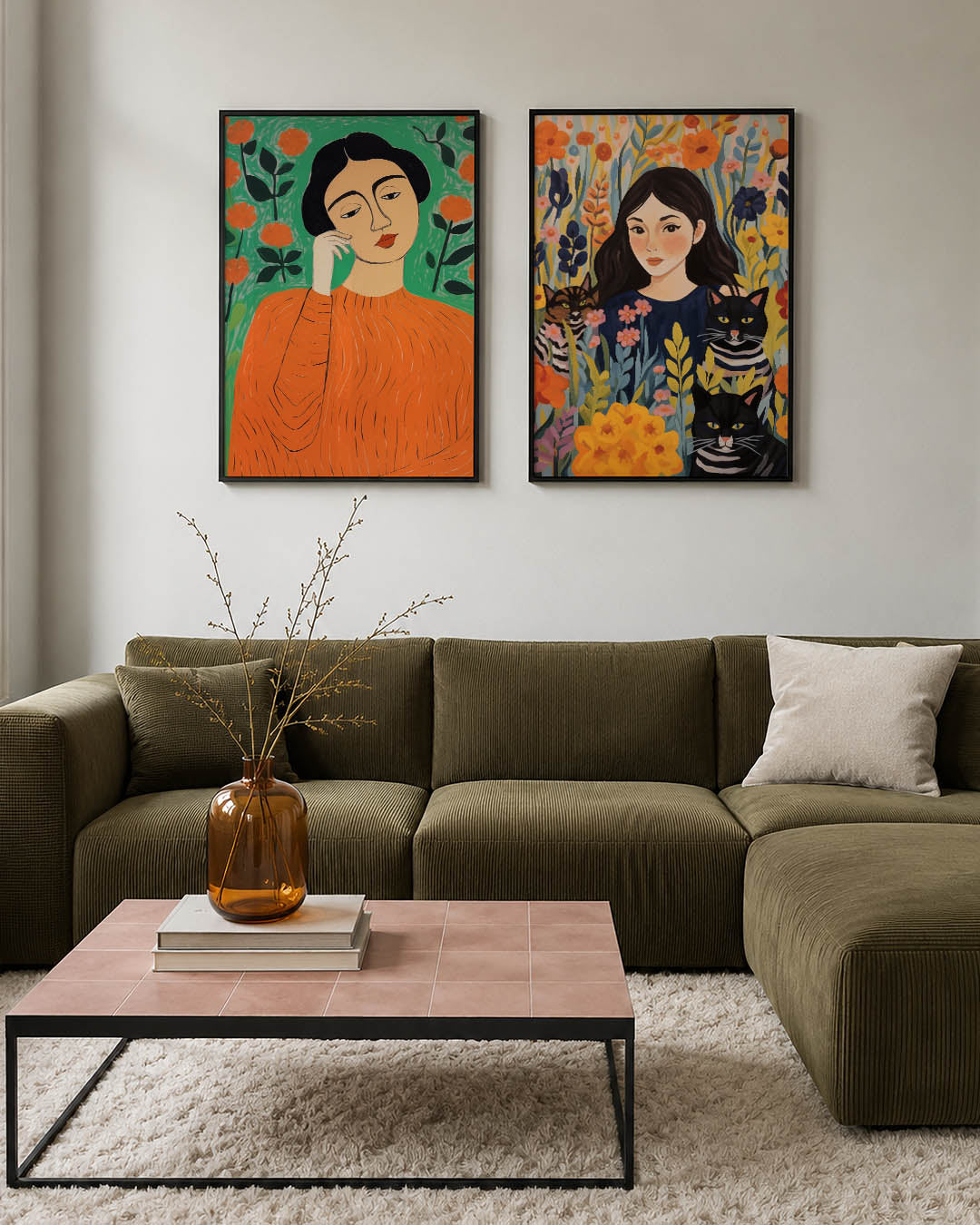 Vrouw en bloemen Posterset