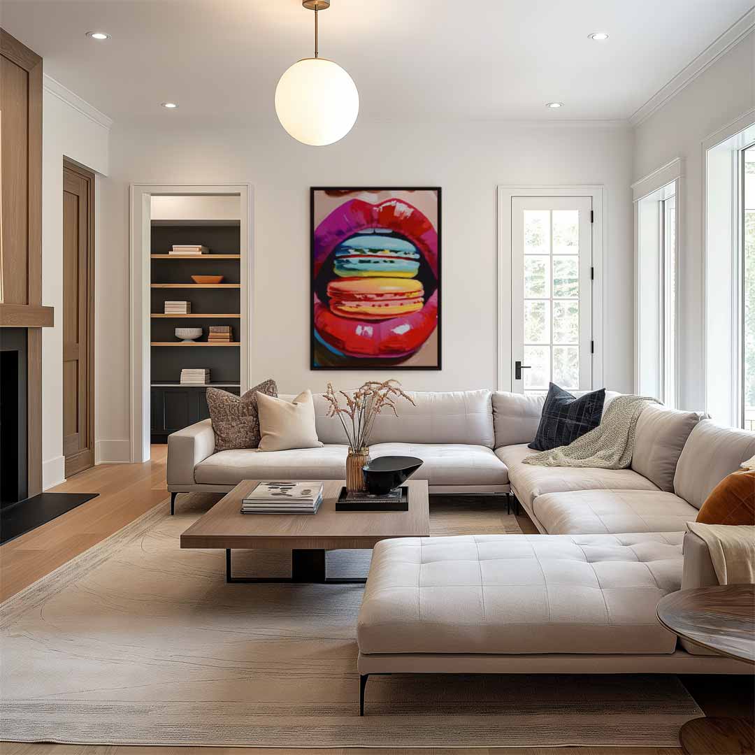 Kleurrijke Macaron Verleiding Kunstwerk-canvas-dibond-plexiglas-wanddecoratie-WallArtistic