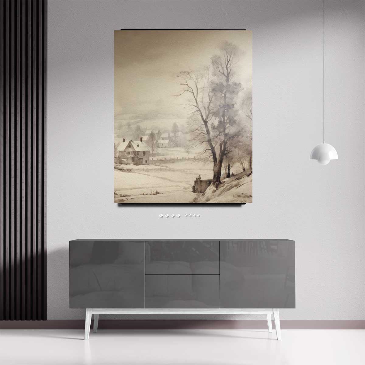 Winterse Rustieke Idylle Kunstwerk-canvas-dibond-plexiglas-wanddecoratie-WallArtistic