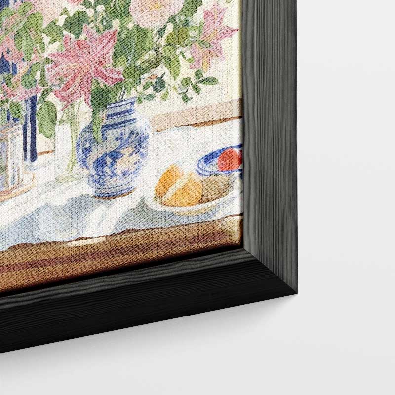 Bloemenpracht in Blauw-Witte Vaas Kunstwerk-canvas-dibond-plexiglas-wanddecoratie-WallArtistic