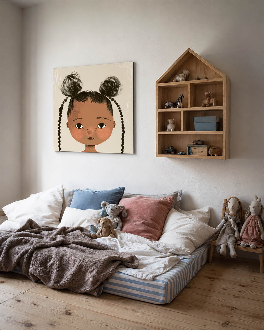 Kinderportret met vlechten Kunstwerk