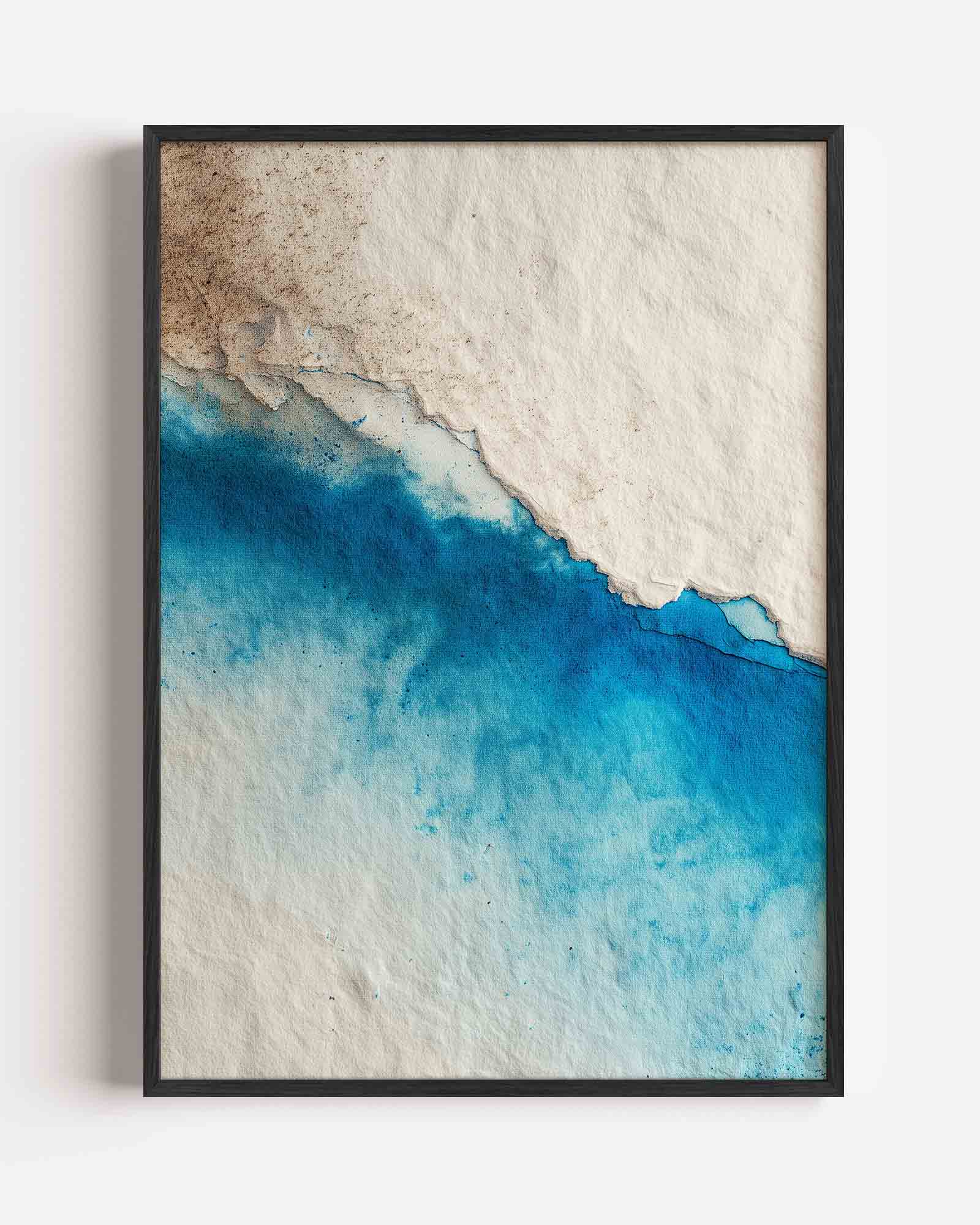Blauwe en beige abstracte Poster