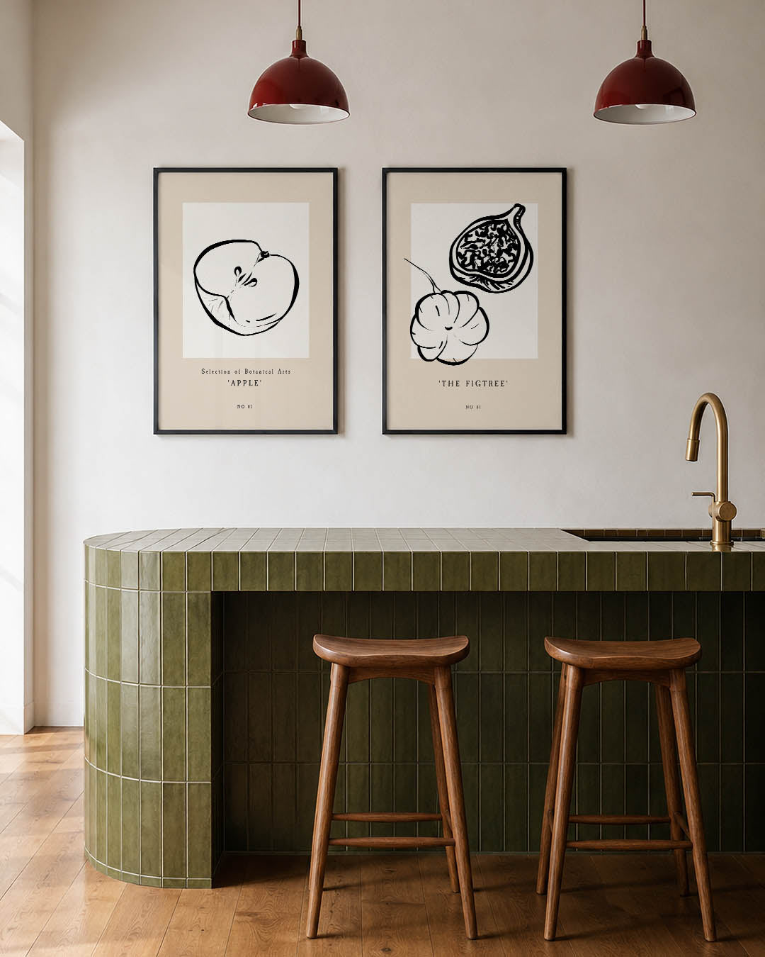 Zwart wit fruitvorm Posterset