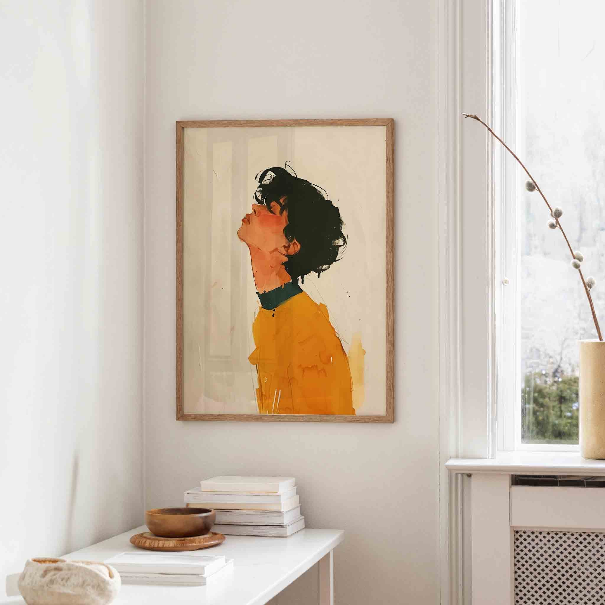 Portret met oranje trui Poster