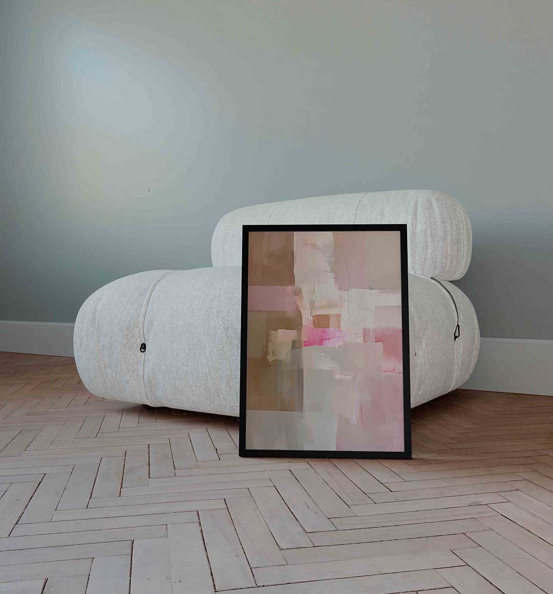 Abstracte roze en beige Poster
