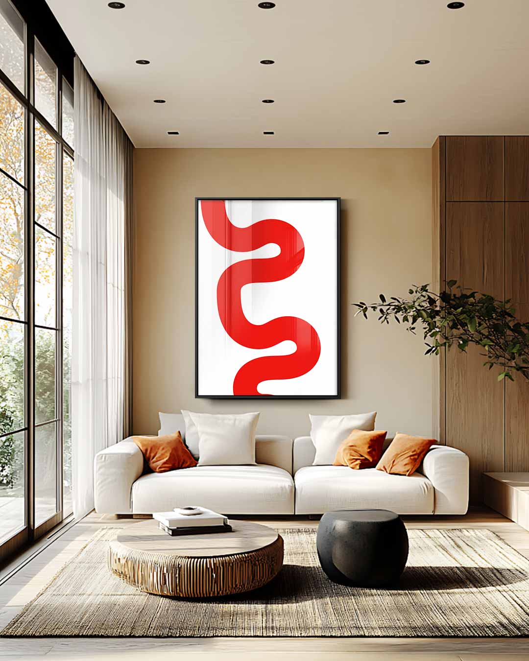 Speelse Rode Golf Kunstwerk-canvas-dibond-plexiglas-wanddecoratie-WallArtistic