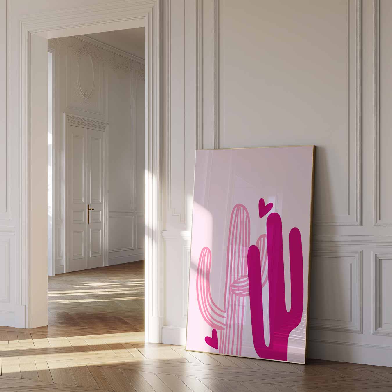 Vrolijke Cactus Harten Poster-WallArtistic