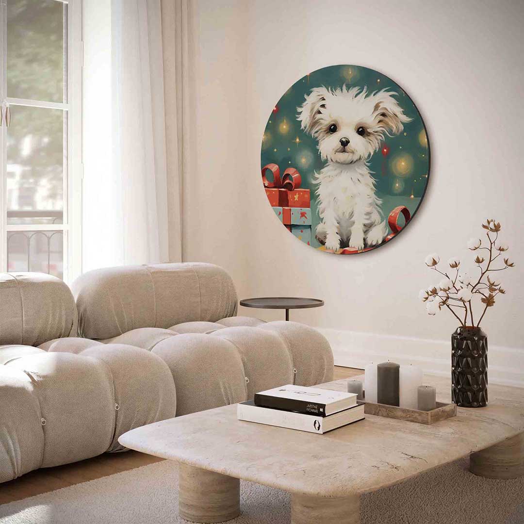 Hond met cadeaus Muurcirkel