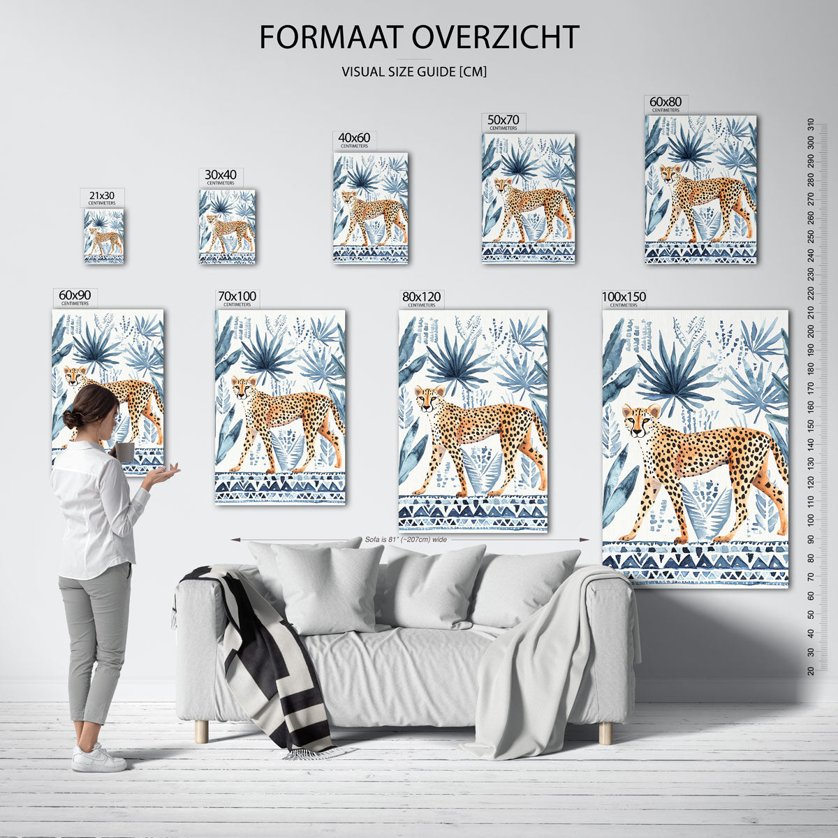 Luipaard en bladeren Poster