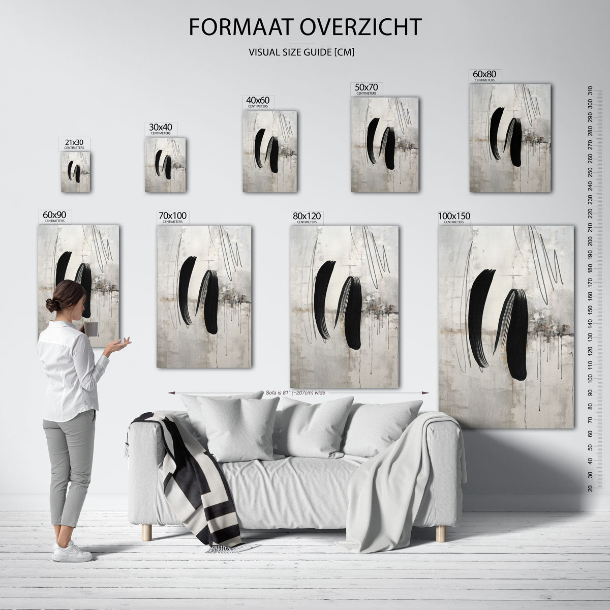 Abstracte zwarte penseelstreken Poster