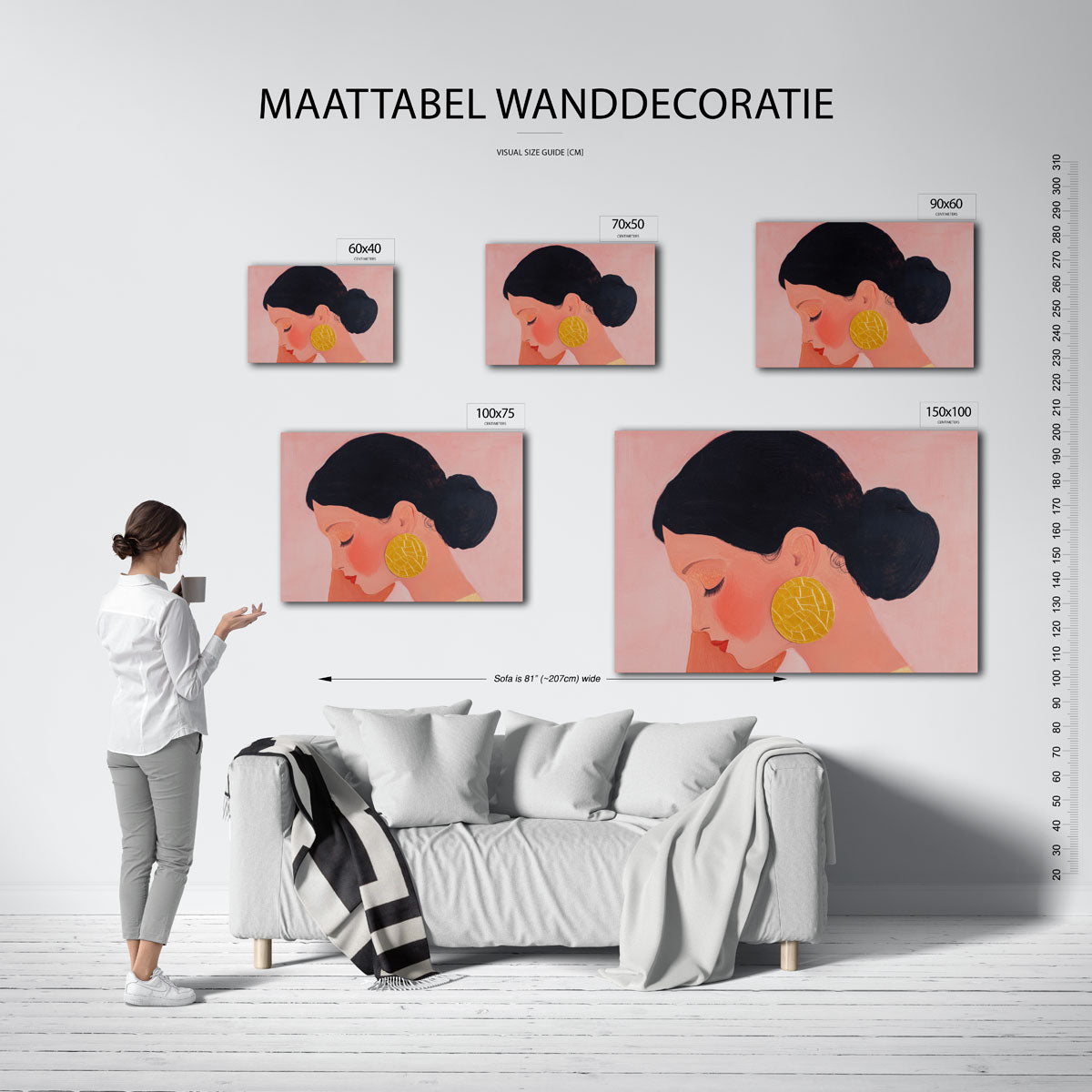 Vrouwelijk portret zijaanzicht Kunstwerk