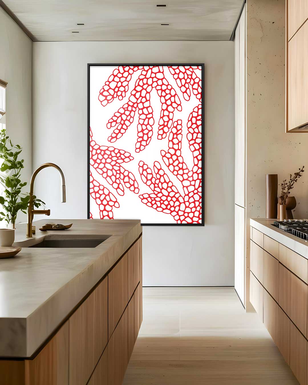 Bloemige Koraalvormen Kunstwerk-canvas-dibond-plexiglas-wanddecoratie-WallArtistic