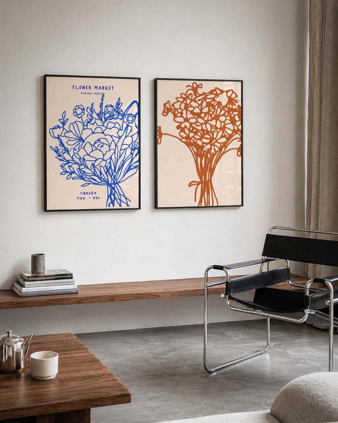 Bloemrijke lijnenspel Posterset