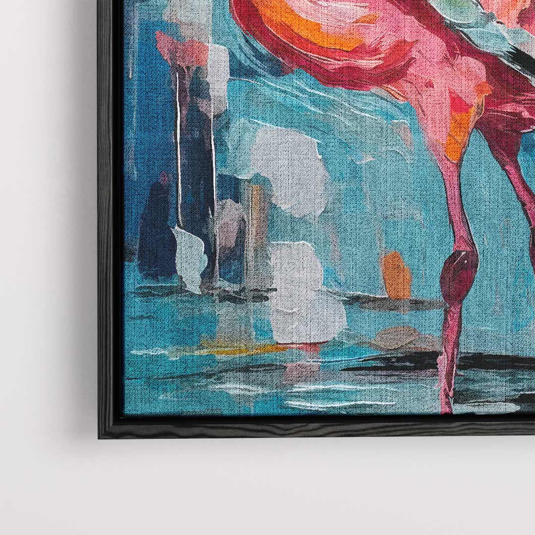 Flamingo in farbenfroher Umgebung (Kunstwerk)