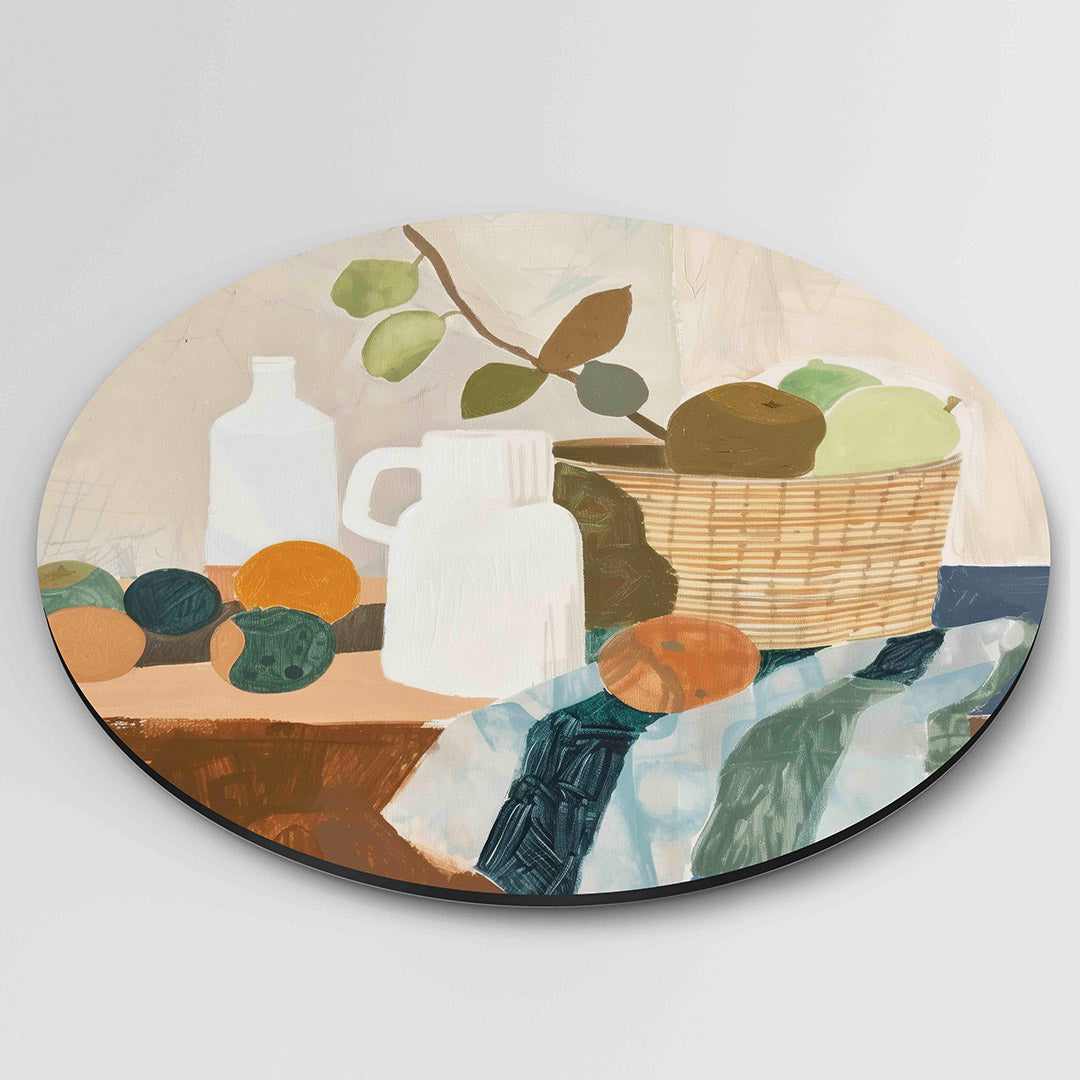 Stilleven met fruit en mand Muurcirkel