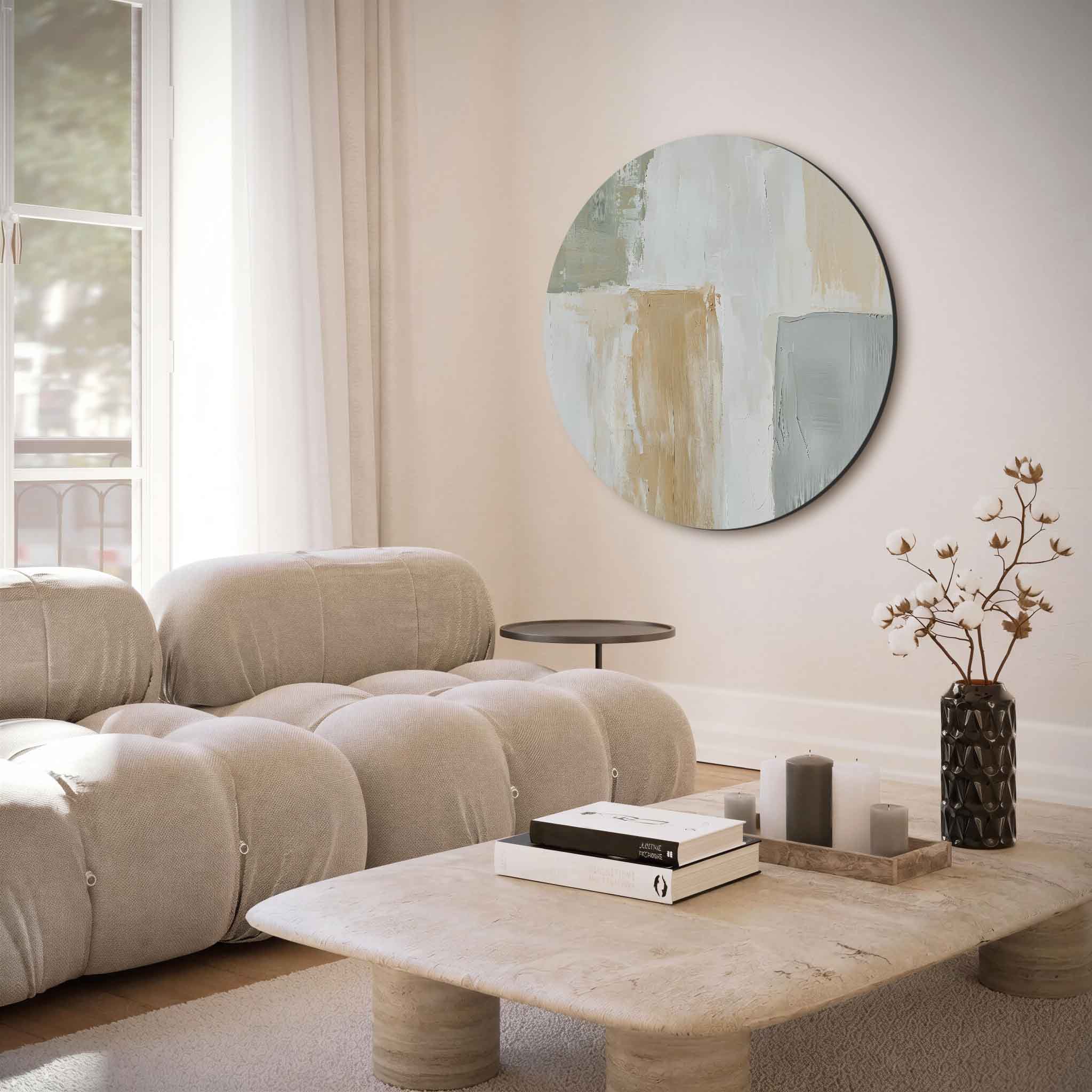 Abstracte beige en grijze Muurcirkel