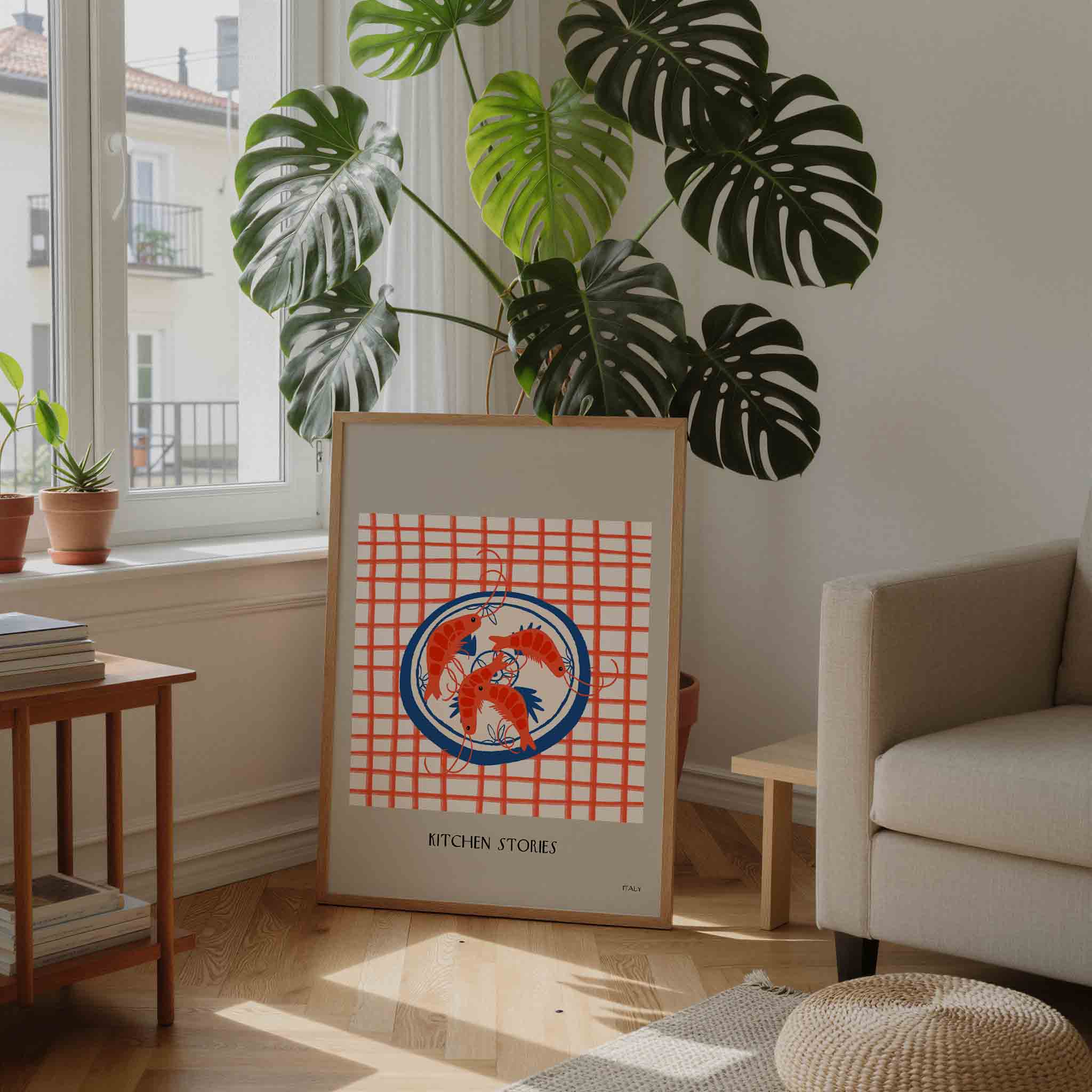 Garnalen op bord Poster