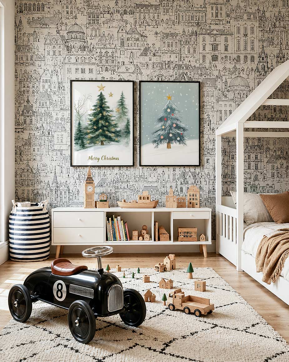 Kerstboom en sterren Posterset